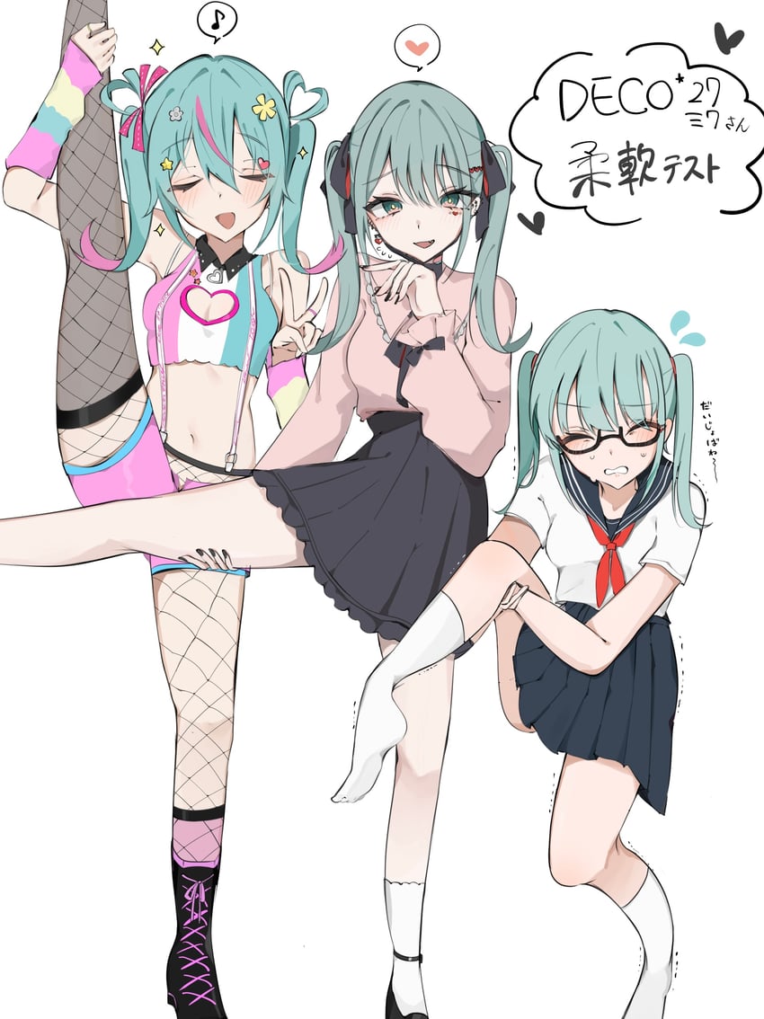 hatsune miku and deco miku (vocaloid and 2 more) drawn by waimoniku