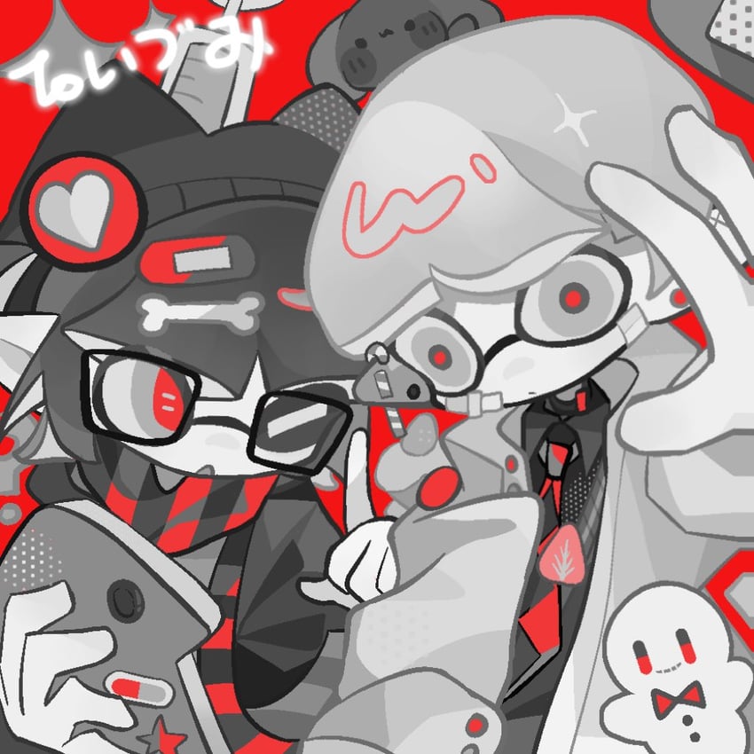 inkling player character, inkling girl, and inkling boy (splatoon) drawn by matoka7