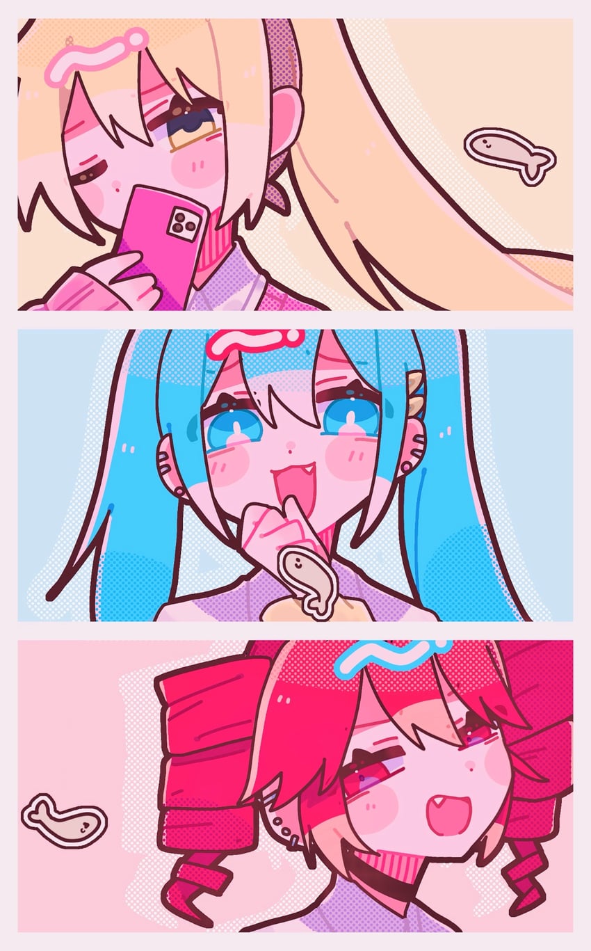 hatsune miku, kasane teto, and akita neru (vocaloid and 2 more) drawn by okayu_(cwtv7823)