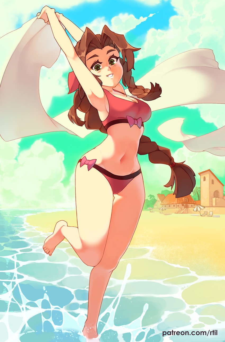 aerith gainsborough (final fantasy and 2 more) drawn by rtil
