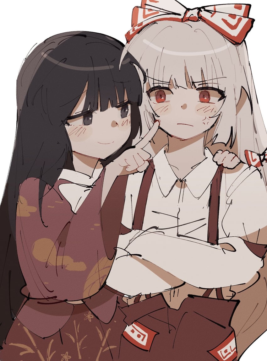 fujiwara no mokou and houraisan kaguya (touhou) drawn by rbfnrbf_(mandarin)