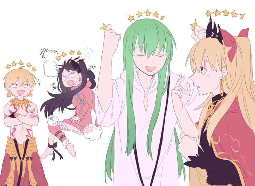 gilgamesh, ereshkigal, ishtar, and enkidu (fate and 1 more) drawn by hinata_(eine_blume)
