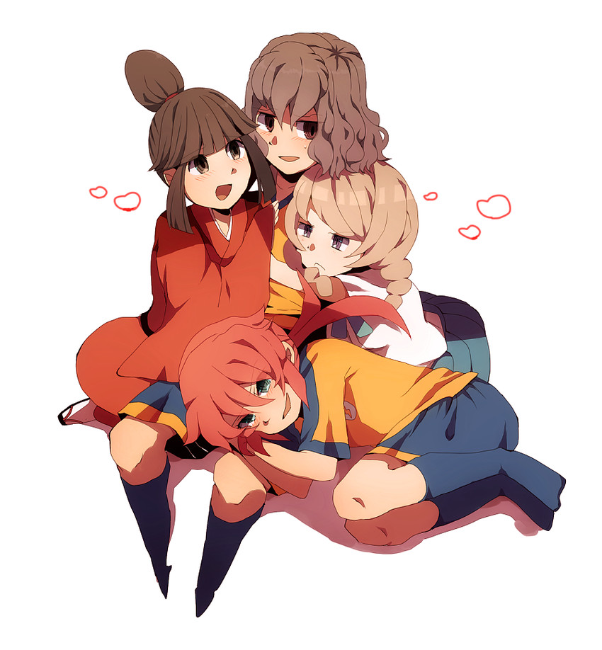 kirino ranmaru, shindou takuto, yamana akane, and okatsu (inazuma eleven and 2 more) drawn by makira_(3625097)