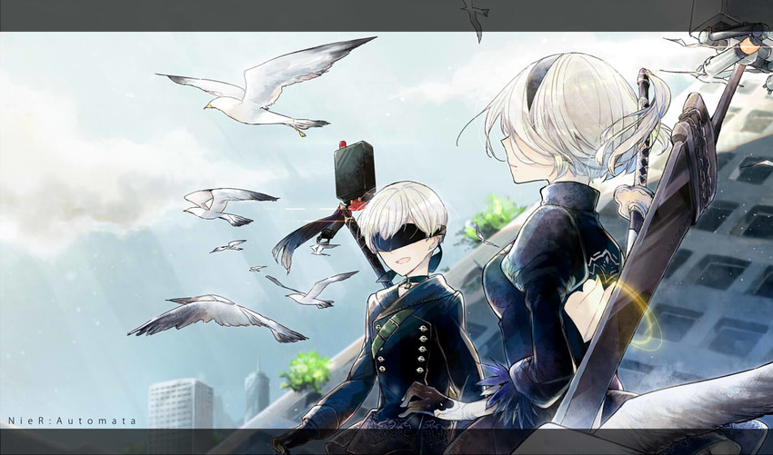 2b, 9s, and pod (nier and 1 more) drawn by hami_(lvct)