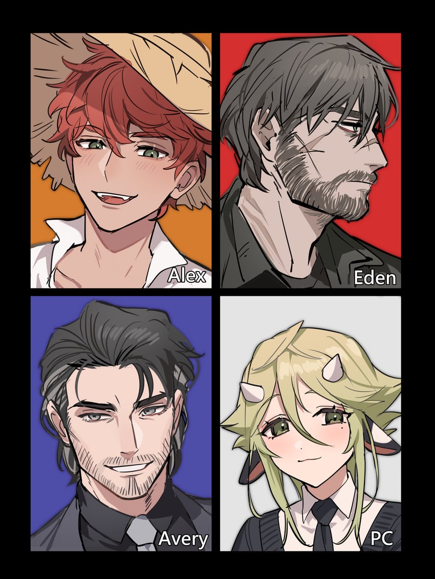 player character, eden, alex, and avery (original and 1 more) drawn by ming_(5unri5e666)