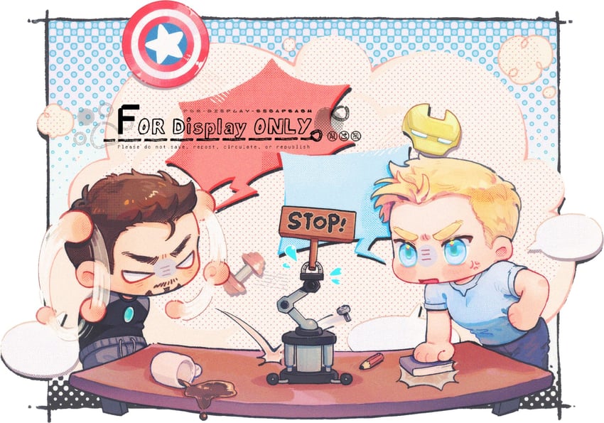 steve rogers and tony stark (marvel and 2 more) drawn by peachline1106