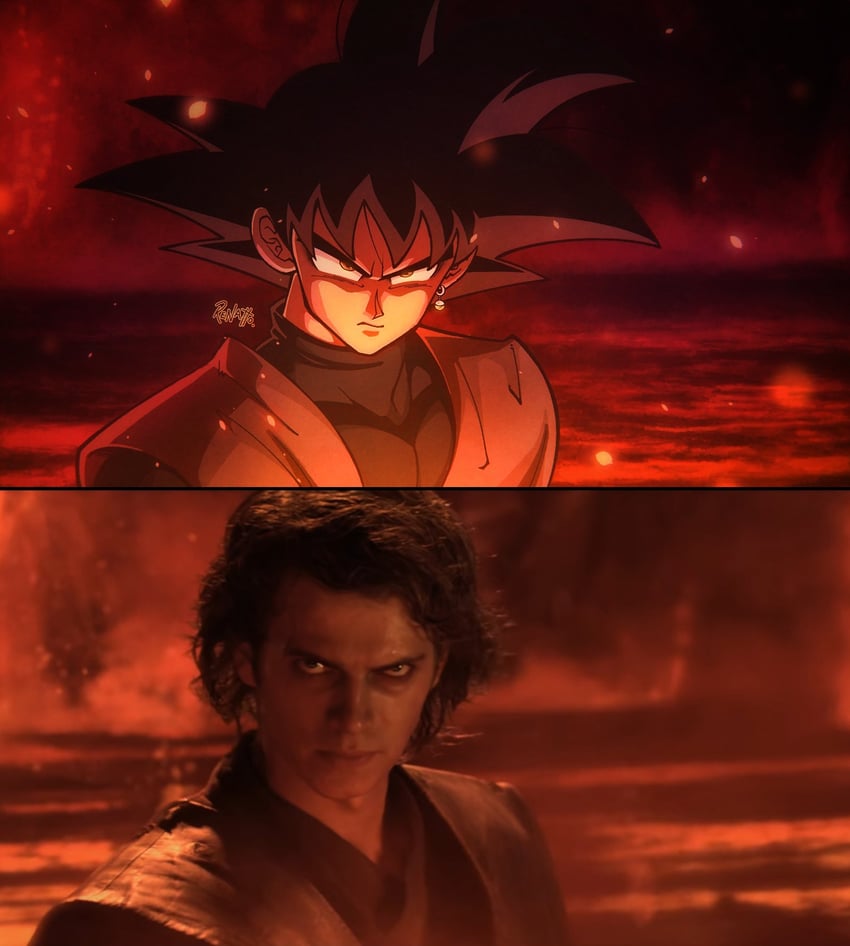 goku black, anakin skywalker, and hayden christensen (dragon ball and 3 more) drawn by renatt_(rntt_o)