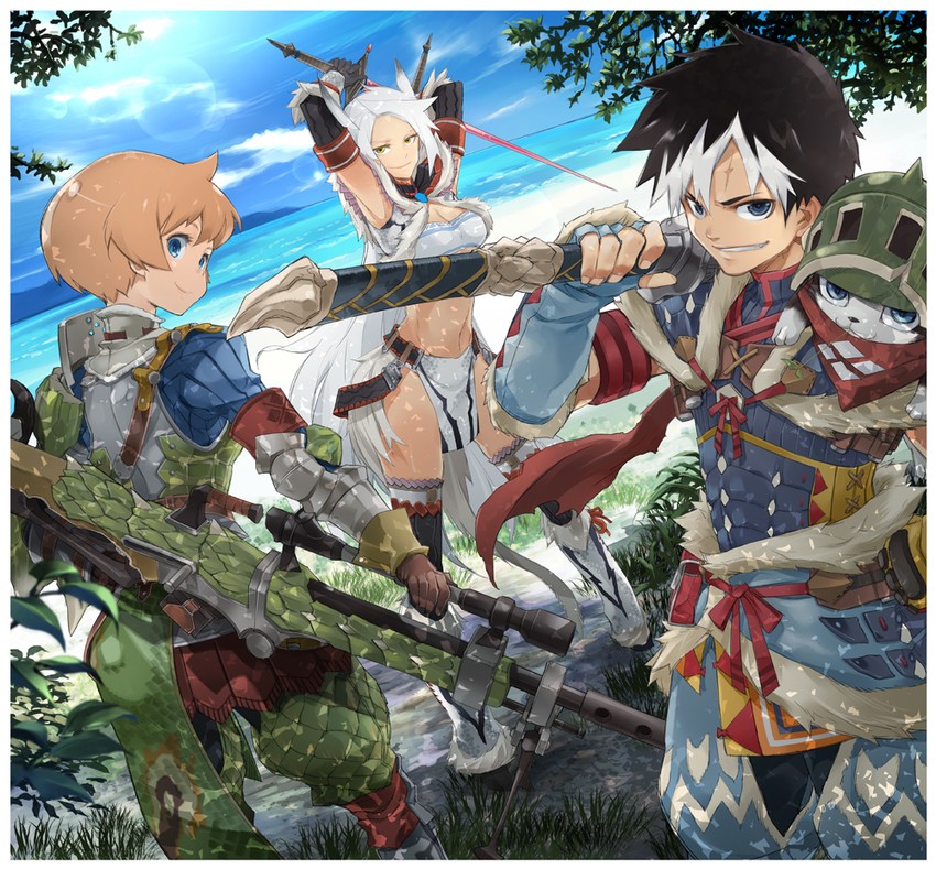 monster hunter and player palico (monster hunter) drawn by fuse_ryuuta