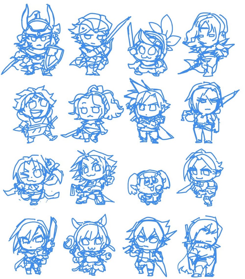 cloud strife, terra branford, squall leonhart, zidane tribal, y'shtola rhul, and 11 more (final fantasy and 16 more) drawn by bkub