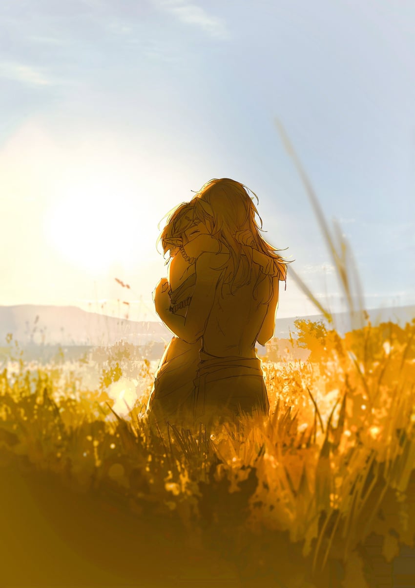 link and princess zelda (the legend of zelda and 1 more) drawn by yuno_11_02