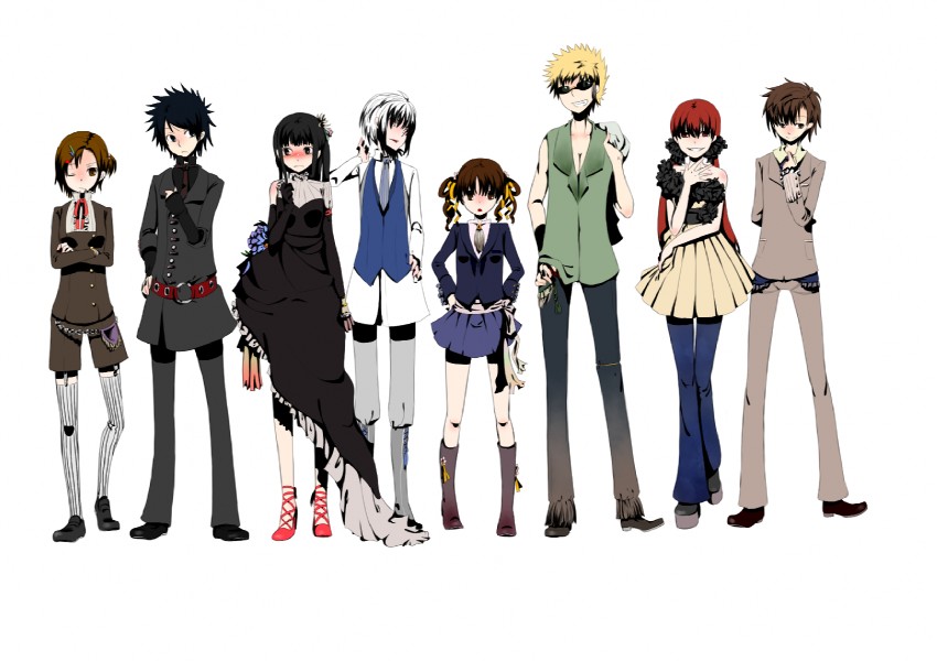 misaka mikoto, shirai kuroko, kamijou touma, accelerator, musujime awaki, and 4 more (toaru majutsu no index and 1 more) drawn by sango0404