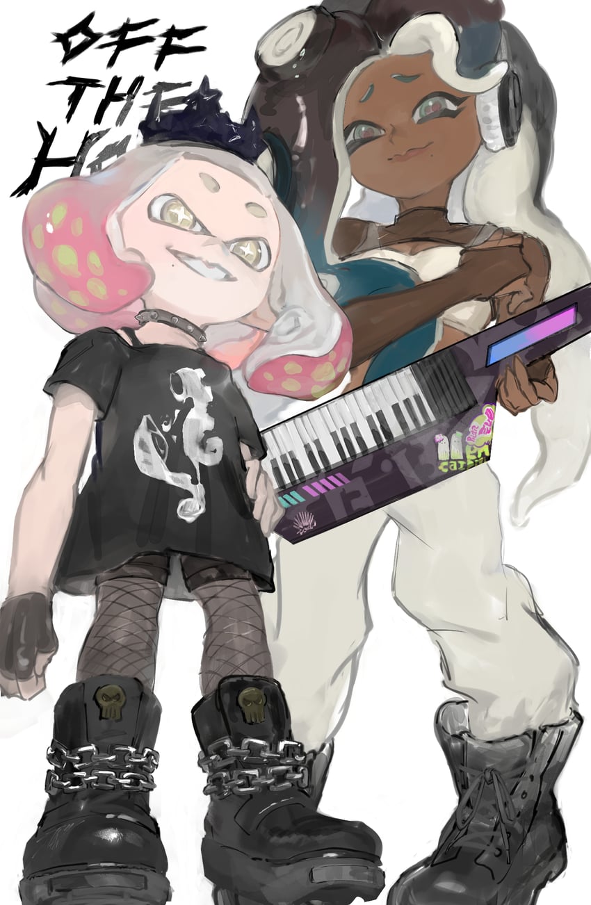 marina and pearl (splatoon and 1 more) drawn by ga4me4