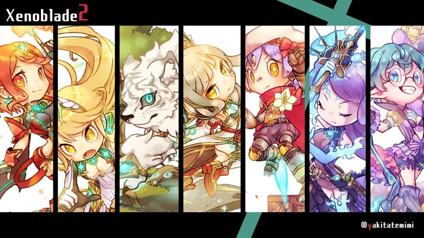 pyra, mythra, nia, poppi, brighid, and 3 more (xenoblade chronicles and 1 more) drawn by yakitatepannomimi