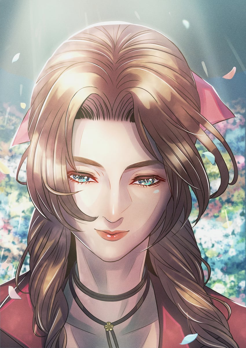 aerith gainsborough (final fantasy and 2 more) drawn by kikopoko11
