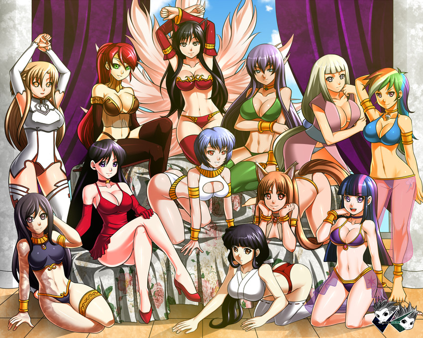 ayanami rei, asuna, ahri, holo, hino rei, and 7 more (league of legends and 12 more) drawn by jadenkaiba
