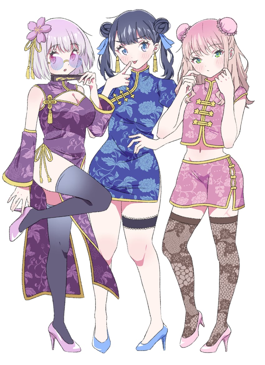 takarada rikka, shinjou akane, and minami yume (gridman universe) drawn by sho_(shoshos_8888)