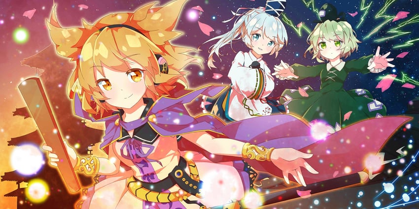toyosatomimi no miko, mononobe no futo, and soga no tojiko (touhou and 1 more) drawn by megitti