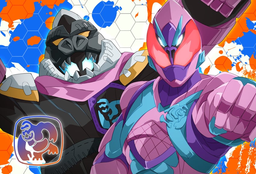 kamen rider revi and kamen rider vice (kamen rider and 1 more) drawn by miyabi_(037)