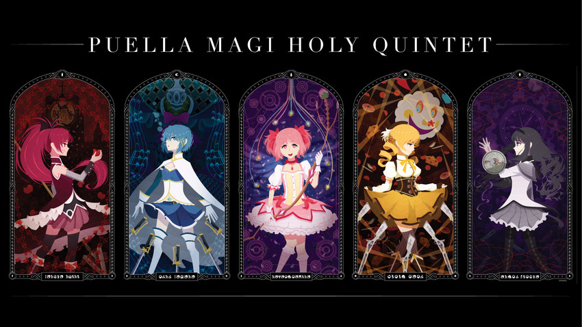 akemi homura, kaname madoka, miki sayaka, sakura kyoko, tomoe mami, and 2 more (mahou shoujo madoka magica and 1 more) drawn by eggloaf