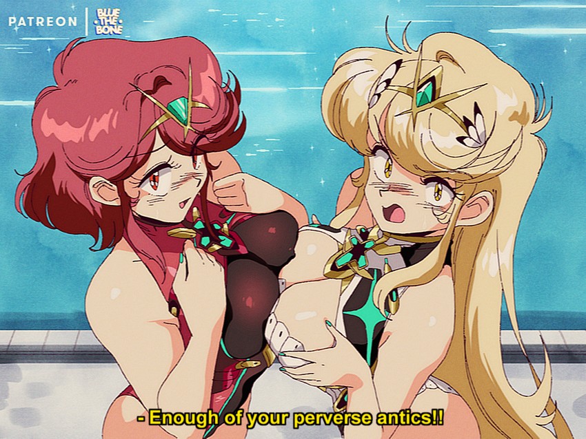 pyra and mythra (xenoblade chronicles and 1 more) drawn by bluethebone