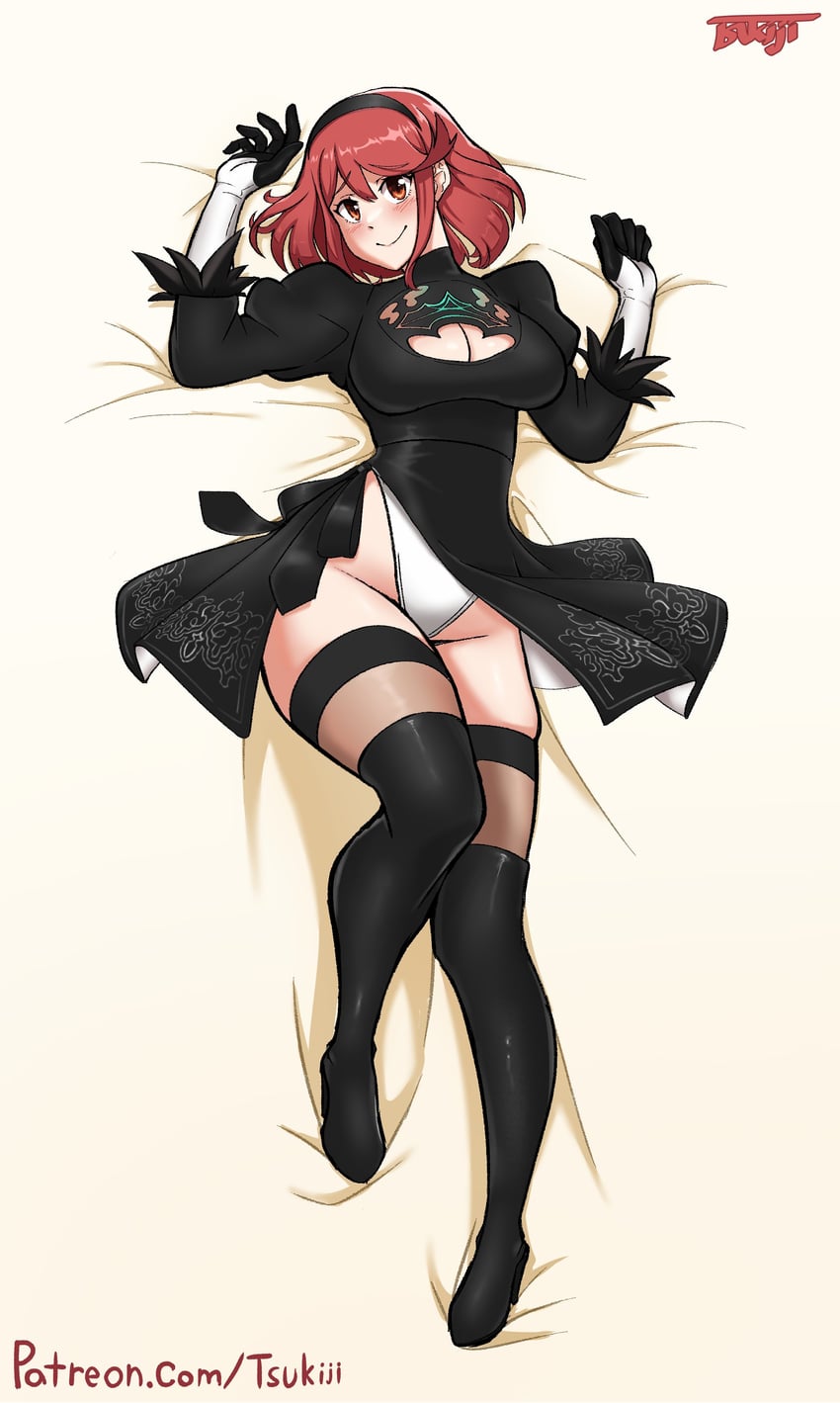 2b and pyra (xenoblade chronicles and 2 more) drawn by tsukijitums