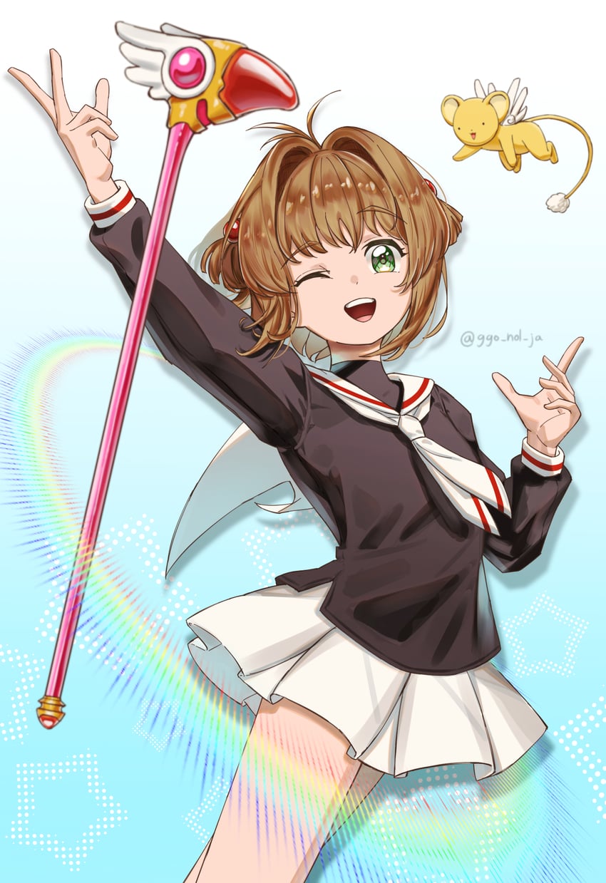 kinomoto sakura and kero (cardcaptor sakura) drawn by ggo_nol_ja