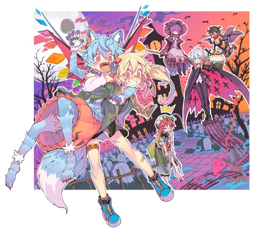 remilia scarlet, flandre scarlet, izayoi sakuya, patchouli knowledge, hong meiling, and 1 more (touhou) drawn by morino_hon