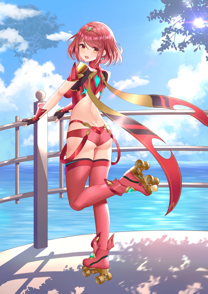 pyra (xenoblade chronicles and 1 more) drawn by okazakileo