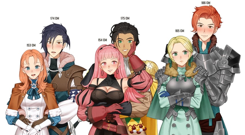 hilda valentine goneril, claude von riegan, ingrid brandl galatea, sylvain jose gautier, felix hugo fraldarius, and 1 more (fire emblem and 1 more) drawn by rojen