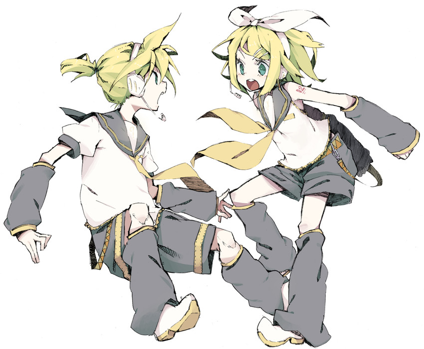kagamine rin and kagamine len (vocaloid) drawn by abara_heiki
