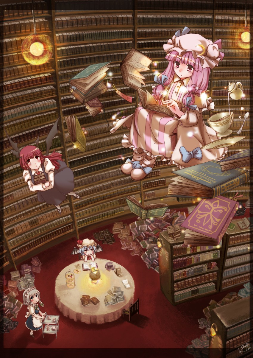 remilia scarlet, izayoi sakuya, patchouli knowledge, and koakuma (touhou) drawn by leo_hariyoru