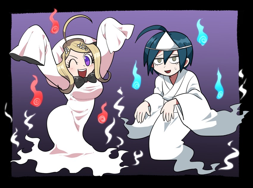 saihara shuichi and akamatsu kaede (danganronpa and 1 more) drawn by furukawa_(yomawari)