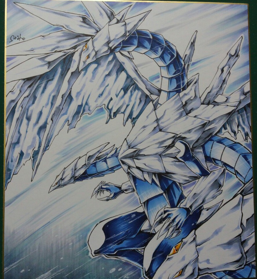 trishula dragon of the ice barrier (yu-gi-oh!) drawn by omega_na_hito