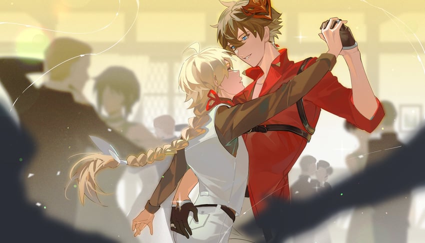 aether and tartaglia (genshin impact) drawn by m_iumiu1224