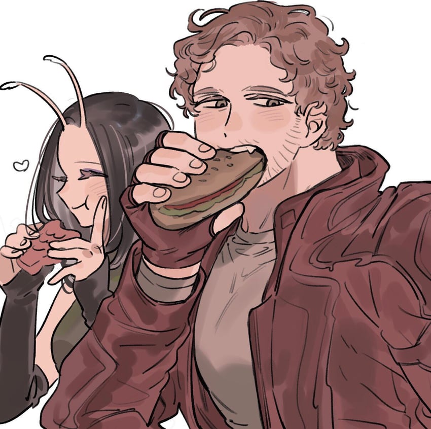 peter quill and mantis (marvel and 2 more) drawn by nahnohk