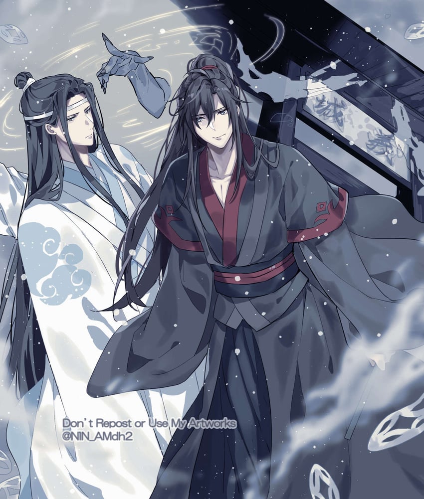 wei wuxian and lan wangji (modao zushi) drawn by hyottokoane