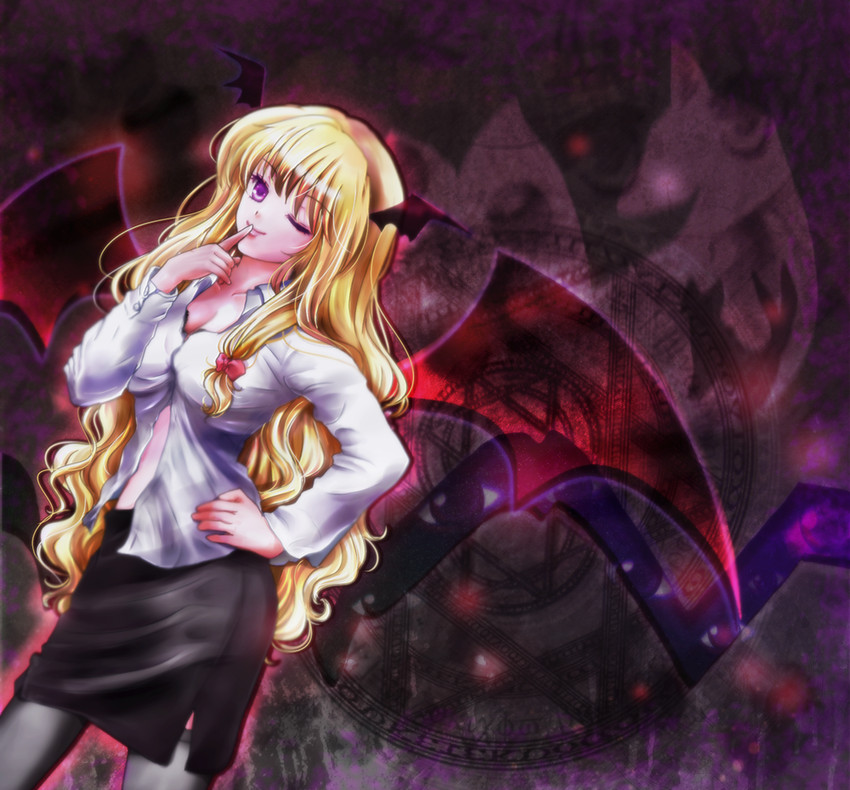 yakumo yukari and koakuma (touhou) drawn by tsukiori_sasa