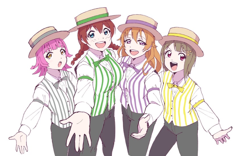 tennoji rina, nakasu kasumi, emma verde, and konoe kanata (love live! and 1 more) drawn by curetortellini