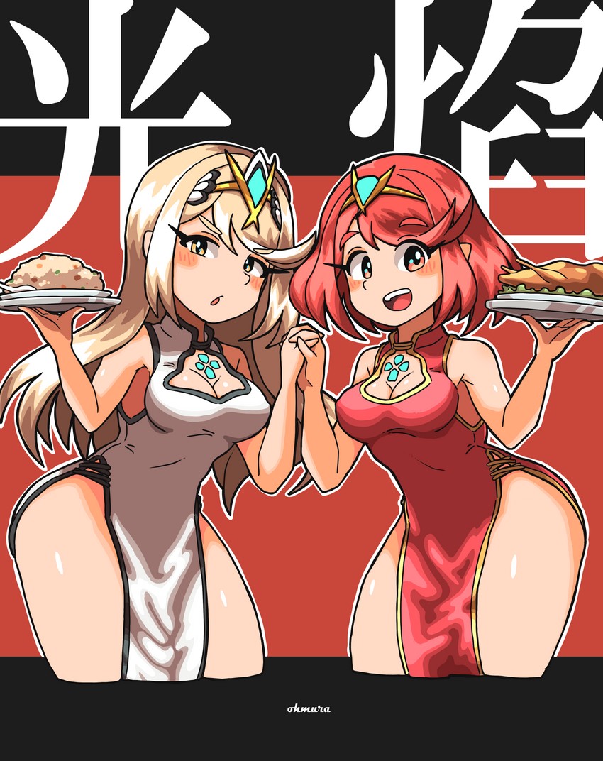 pyra and mythra (xenoblade chronicles and 1 more) drawn by omura_zojiki