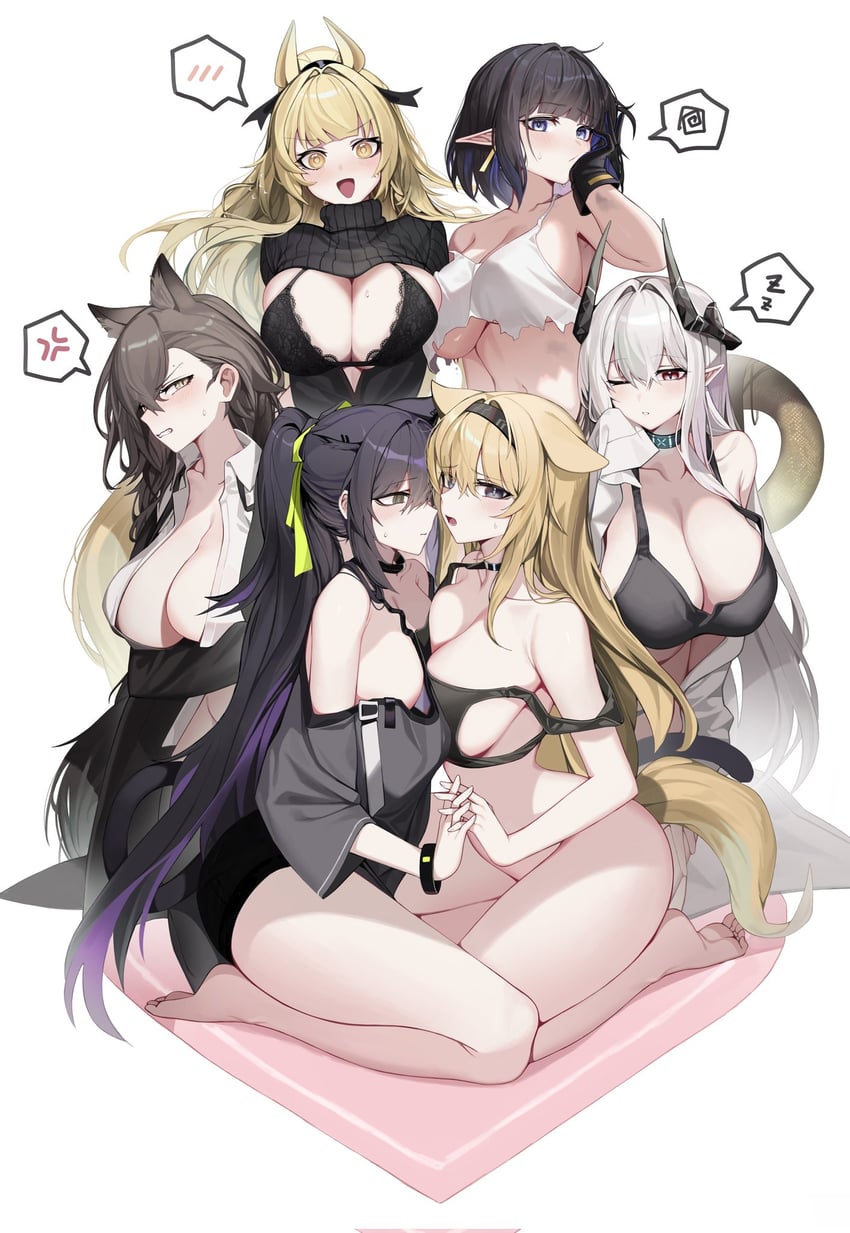 mudrock, jessica, eunectes, penance, blemishine, and 2 more (arknights) drawn by ness_(pjw0168)