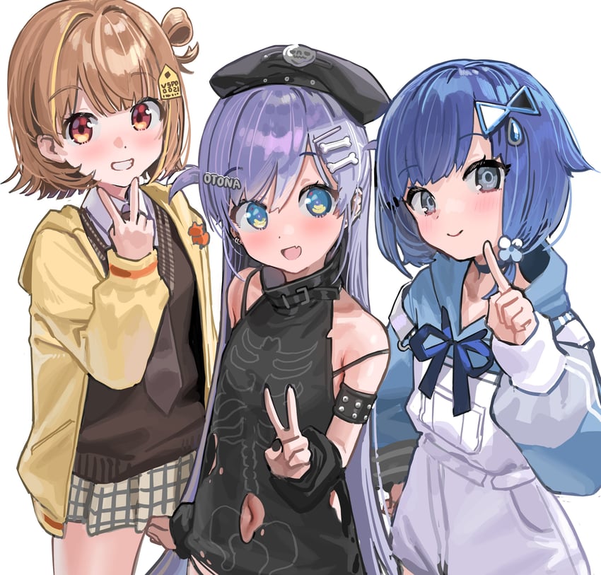 tsumugi kokage, yano kuromu, and sendo yuuhi (vspo!) drawn by kanzarin