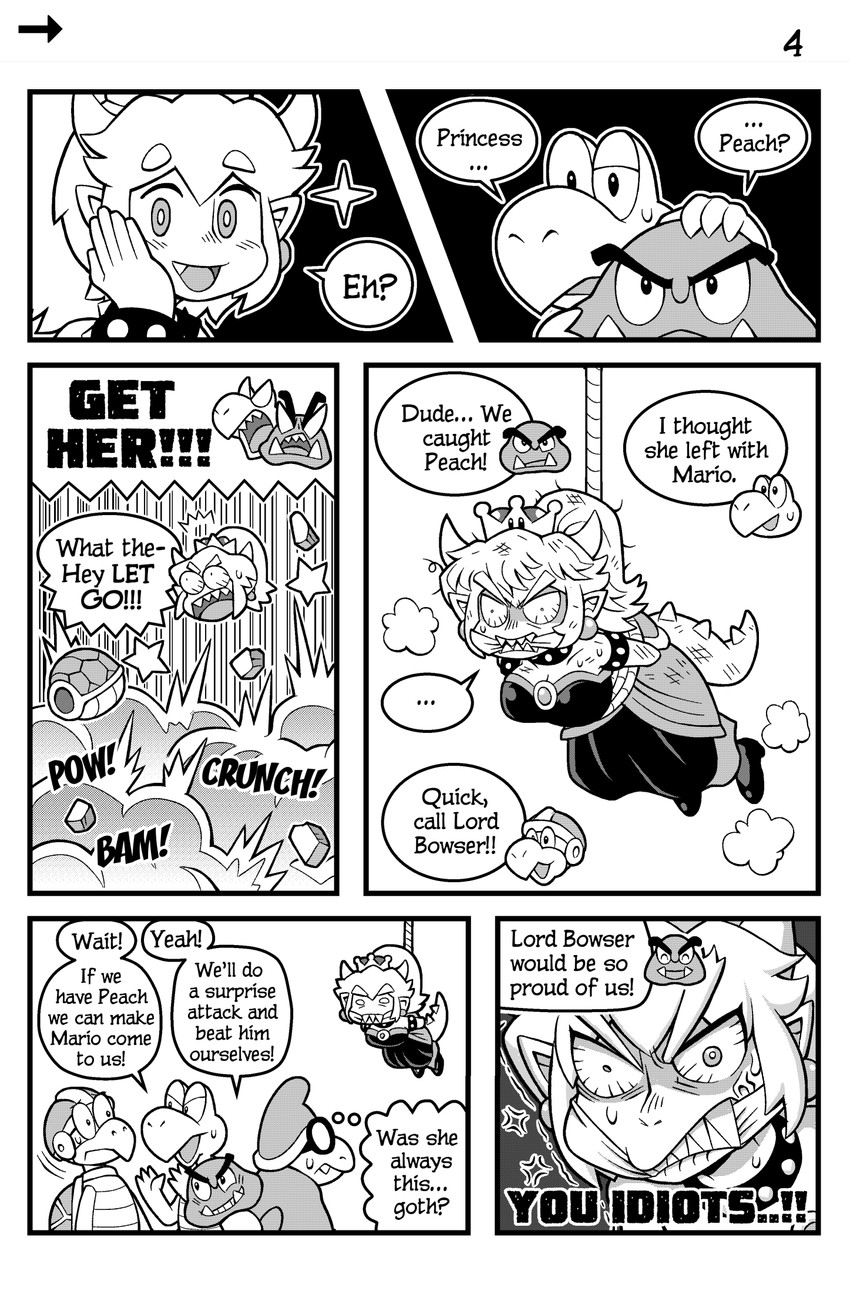 bowsette, goomba, koopa troopa, hammer bro, and magikoopa (mario and 1 more) drawn by ayyk92