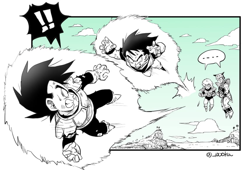 son goku, vegeta, captain ginyu, and jeice (dragon ball and 1 more) drawn by senka-san