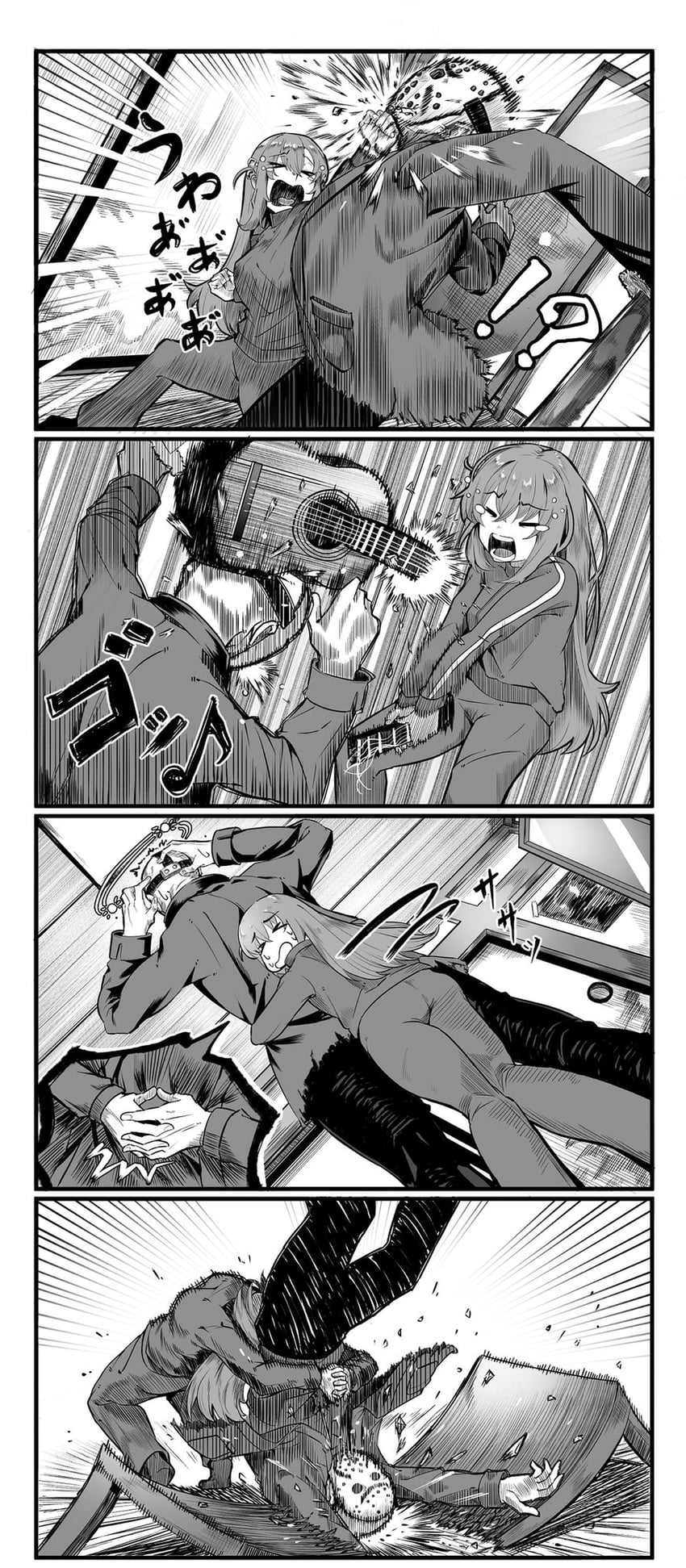 gotoh hitori and jason voorhees (bocchi the rock! and 1 more) drawn by torinosu_0403