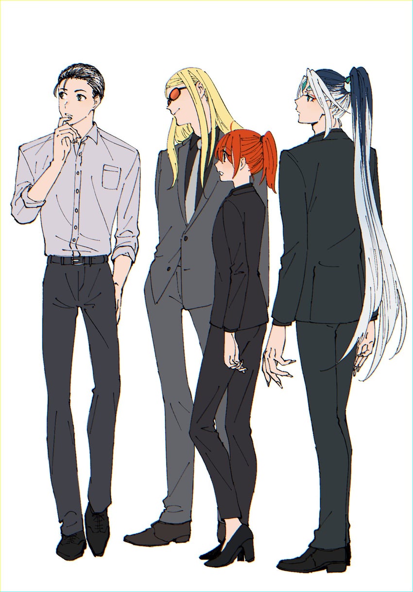 fujimaru ritsuka, tezcatlipoca, sherlock holmes, and shi huang di (fate and 1 more) drawn by noah_(livas)