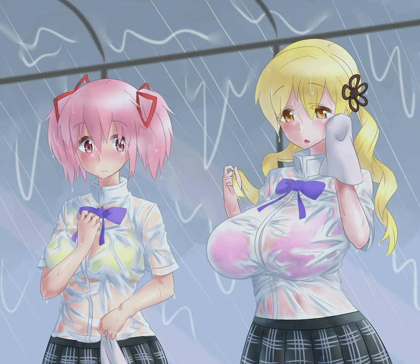 kaname madoka and tomoe mami (mahou shoujo madoka magica) drawn by mizuumi_(bb)