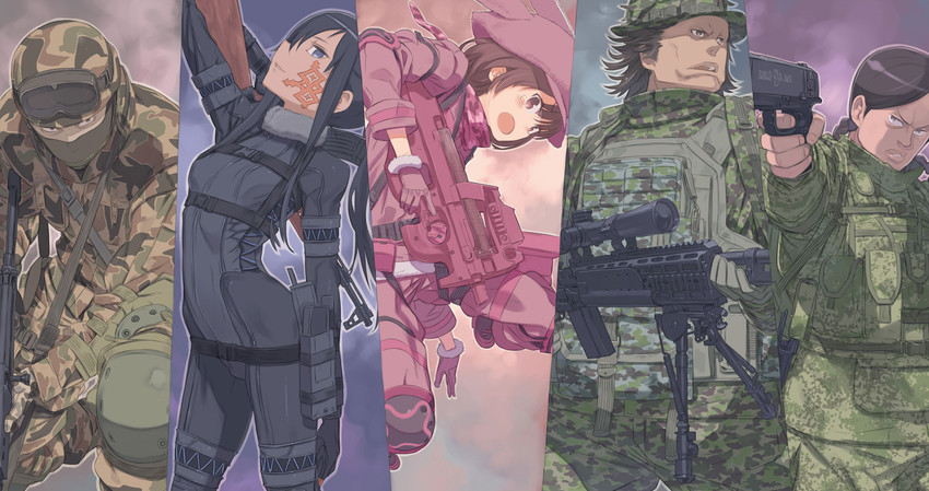 llenn, pitohui, m, and eva (sword art online and 1 more) drawn by kuroboshi_kouhaku
