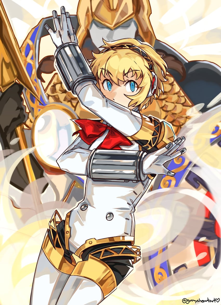 aigis and palladion (persona and 1 more) drawn by graysheartart