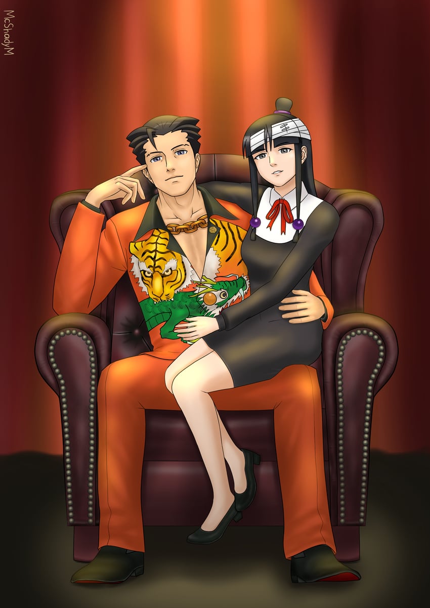 phoenix wright, maya fey, furio tigre, and viola cadaverini (ace attorney and 1 more) drawn by mcshadym