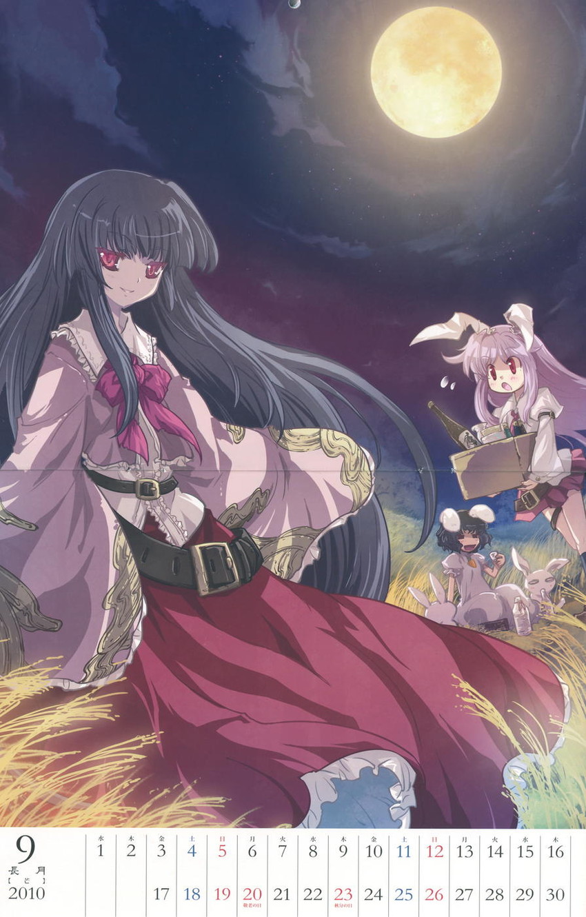 reisen udongein inaba, houraisan kaguya, and inaba tewi (touhou) drawn by tokiame